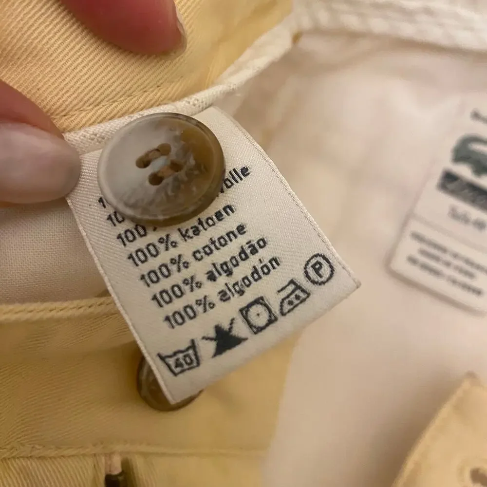 Lacoste Pants Men's Chino Flat Front Size 40 Yellow Regular Fit Made in Peru